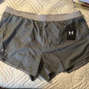 Under Armour Women's XXL Gray Elastic Waist Shorts Pockets Heatgear Loose NWT